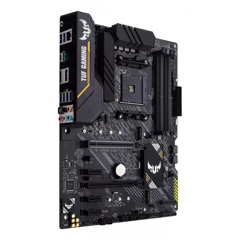 Placa base ASUS TUF GAMING B450-PLUS II ATX, AMD B450, zócalo AM4, 4×DIMM DDR4, 128GB, 1×M.2, 6×SATA, HDMI 2.0b, DP1.2, Gigabit LAN