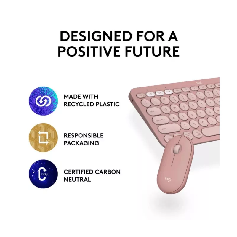 Logitech Pebble 2 Combo Teclado y ratón inalámbricos Rosa QWERTY