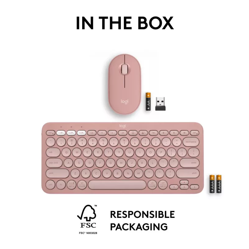 Logitech Pebble 2 Combo Teclado y ratón inalámbricos Rosa QWERTY