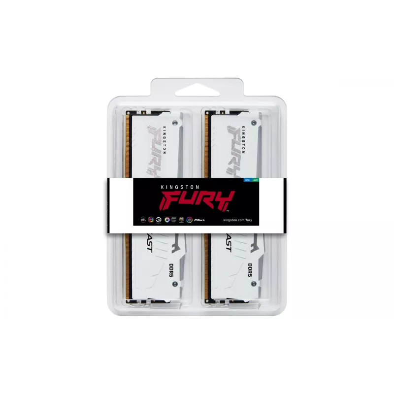 Kingston Technology FURY Beast 64GB 6000MT/s DDR5 CL36 DIMM (Kit de 2) blanco RGB EXPO