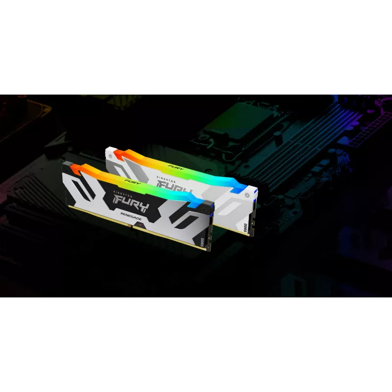 Kingston Technology FURY 64GB 6400MT/s DDR5 CL32 DIMM (Kit de 2) Renegade RGB blanco XMP