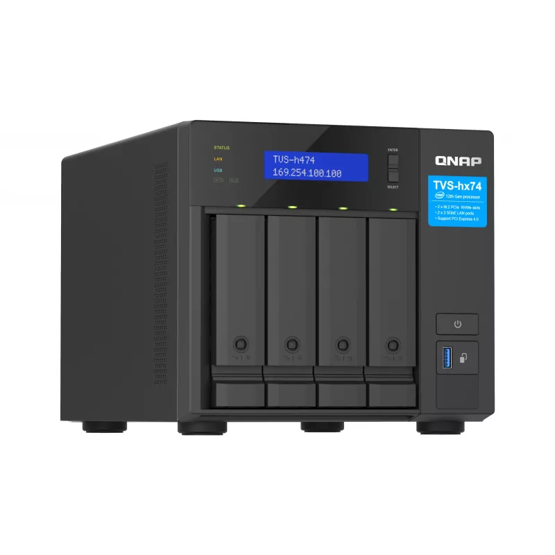 QNAP TVS-H474 NAS Torre Intel® Pentium® G7400 8 GB DDR4 0 TB QuTS hero Black