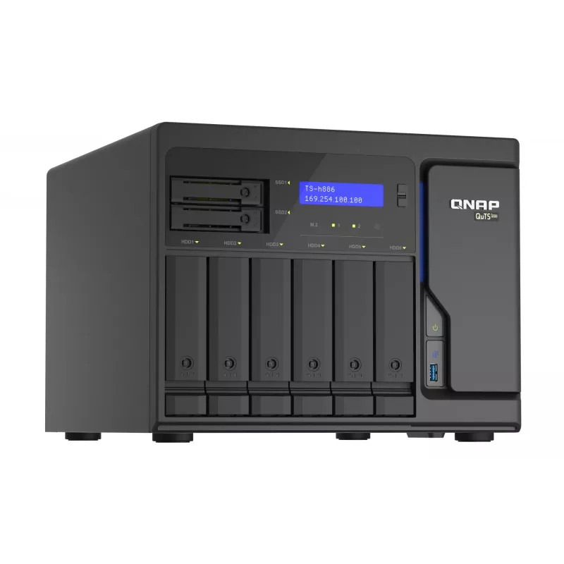 QNAP TS-h886 NAS Torre Intel® Xeon® D D-1602 8 GB DDR4 0 TB QuTS hero Black