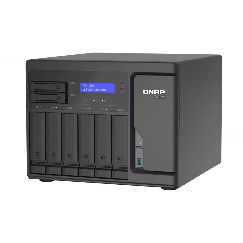 QNAP TS-h886 NAS Torre Intel® Xeon® D D-1602 8 GB DDR4 0 TB QuTS hero Black
