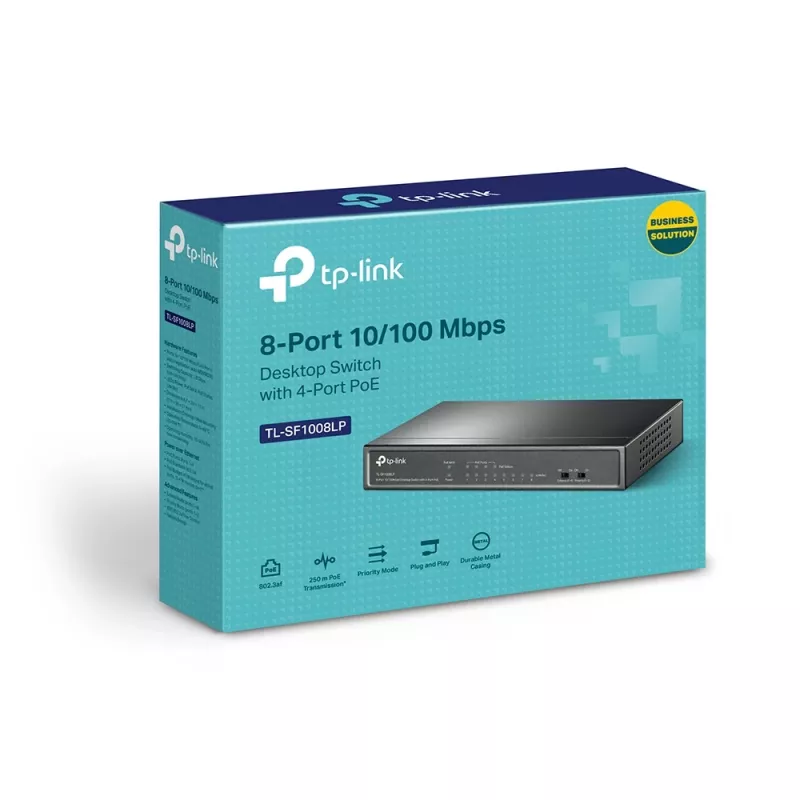 Switch de red TP-Link TL-SF1008LP No gestionado Fast Ethernet (10/100) Power over Ethernet (PoE) Negro