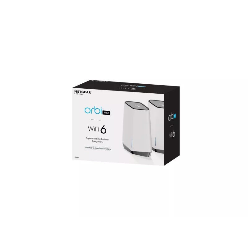 Sistema Mesh NETGEAR Orbi Pro WiFi 6 Tri-band (SXK80) Tri-band (2.4 GHz / 5 GHz / 5 GHz) Wi-Fi 6 (802.11ax) Gris, Blanco 9 Interno