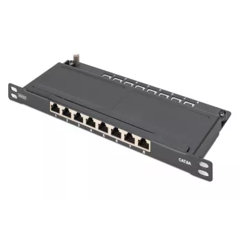 Panel de conexiones DIGITUS CAT6A apantallado, 8-Puertos 1/2U, Montaje en rack de 10
