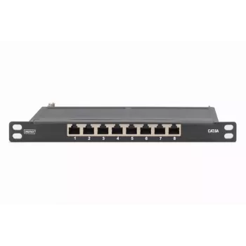 Panel de conexiones DIGITUS CAT6A apantallado, 8-Puertos 1/2U, Montaje en rack de 10