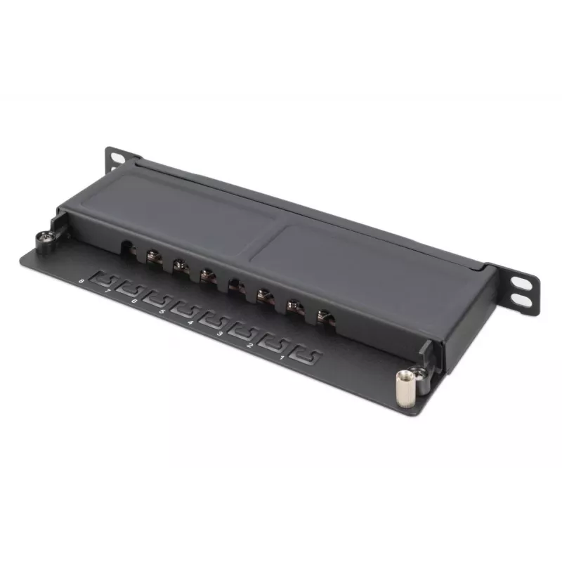 Panel de conexiones DIGITUS CAT6A apantallado, 8-Puertos 1/2U, Montaje en rack de 10