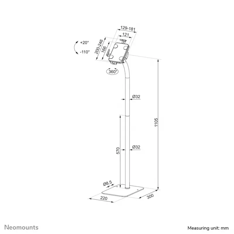 Soporte de suelo para tablet Neomounts FL15-625BL1 7.9-11