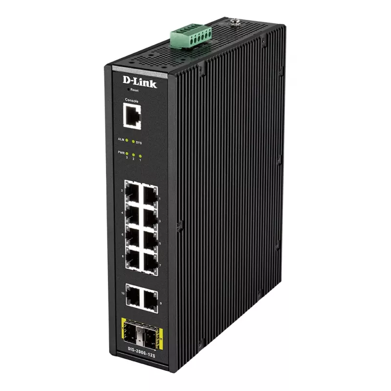Switch industrial Smart Managed L2 D-Link de 12 puertos con 10 x 1GBaseT(X) y 2 x SFP