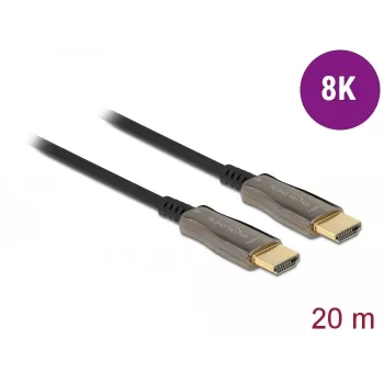 Cable HDMI óptico activo DELOCK – conector – conector – 8K 60 Hz – 20 m – negro