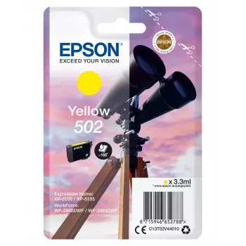 Epson tinta 502 amarillo, envase individual, rendimiento estándar, amarillo, tinta pigmentada, 3,3 ml, 1 unidad, 165 páginas