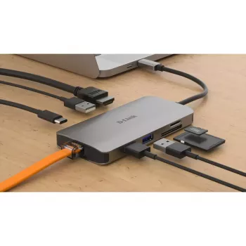 D-Link hub USB-C 8 en 1 con HDMI/Ethernet/lector de tarjetas/Power Delivery