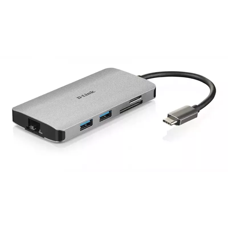 D-Link hub USB-C 8 en 1 con HDMI/Ethernet/lector de tarjetas/Power Delivery