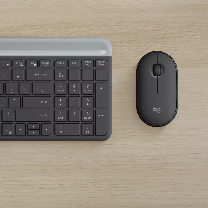 LOGITECH conjunto de teclado y ratón inalámbricos finos MK470 - grafito - AZERTY belga
