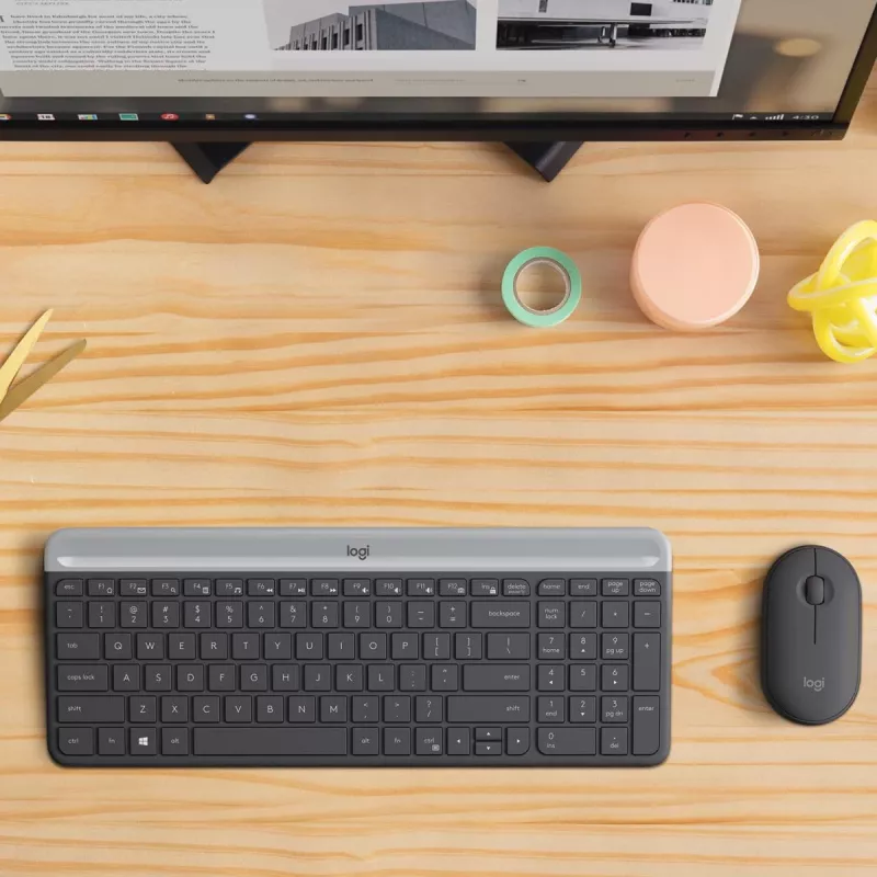 LOGITECH conjunto de teclado y ratón inalámbricos finos MK470 - grafito - AZERTY belga