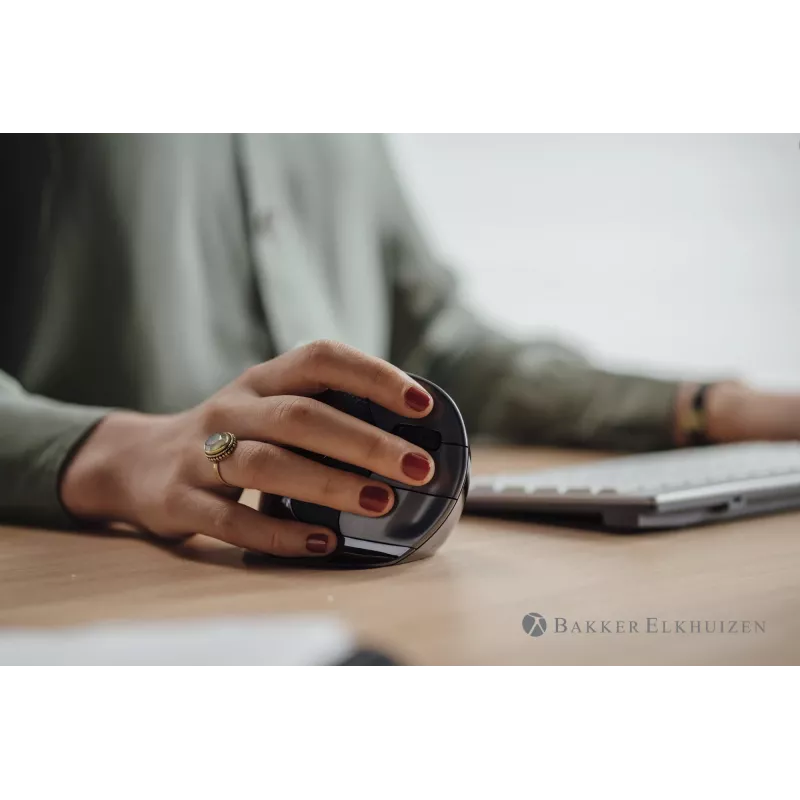 BakkerElkhuizen Evoluent D Medium Wireless, para diestros, diseño vertical, láser, RF Wireless, 3200 DPI, negro