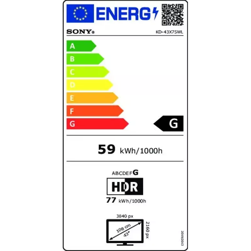 Sony BRAVIA | KD-43X75WL | LED | 4K HDR | Google TV | ECO PACK | BRAVIA CORE | Diseño de marco estrecho