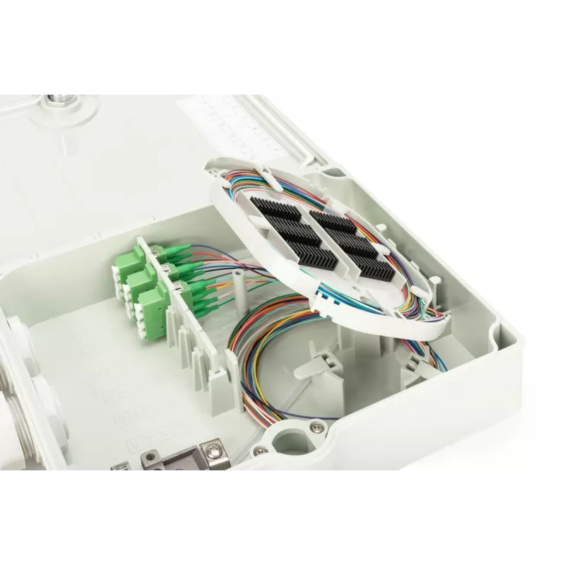 DIGITUS Caja de distribución FTTH - monomodo LC-APC acopladores y pigtails preconfigurados