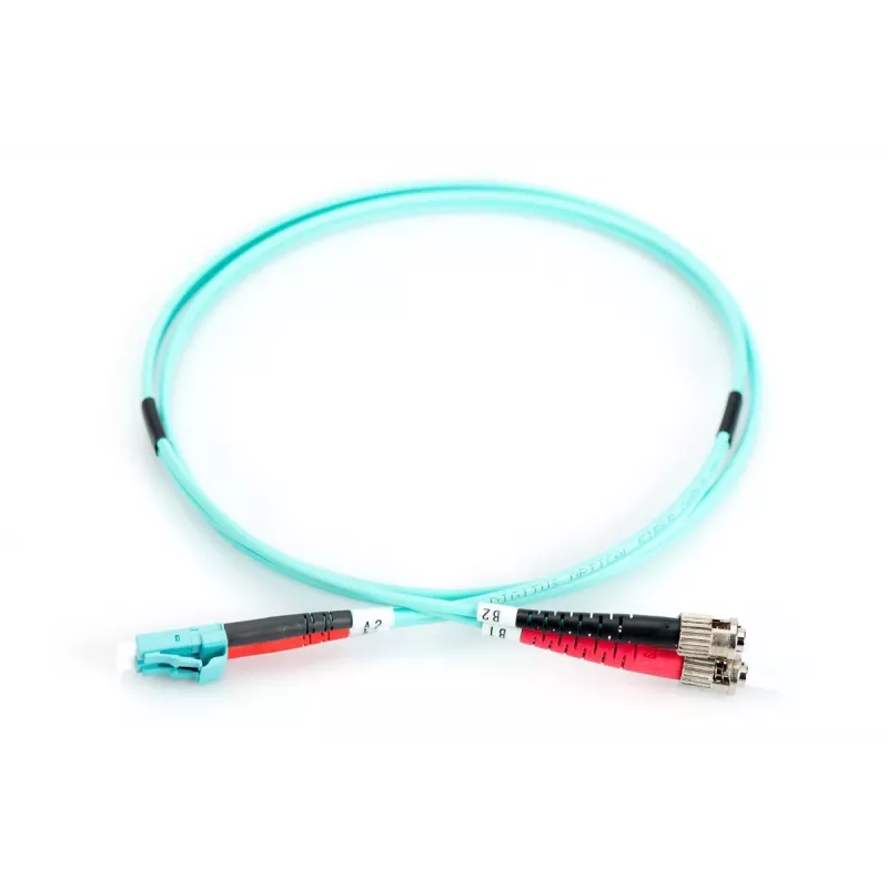 DIGITUS Cable de conexión de fibra óptica, LC a ST multimodo 50/125 µm, dúplex, longitud 10 m, clase OM3