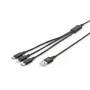 DIGITUS Cable de carga 3 en 1 USB-A – Lightning + Micro-B + Type-C 1 m