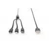 DIGITUS Cable de carga 3 en 1 USB-A – Lightning + Micro-B + Type-C 1 m