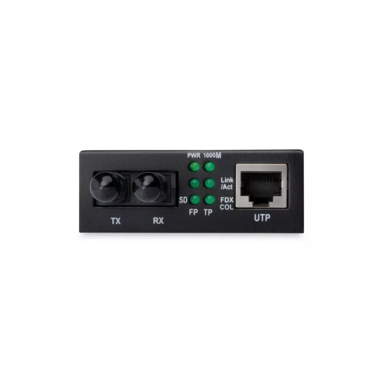 Convertidor de medios DIGITUS, Multimodo 10/100Base-TX a 100Base-FX, incl. fuente de alimentación, conector ST, hasta 2 km