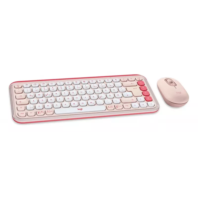 LOGITECH Wireless Combo - Pop Icon - Rose & Off White Qwertz Alemán