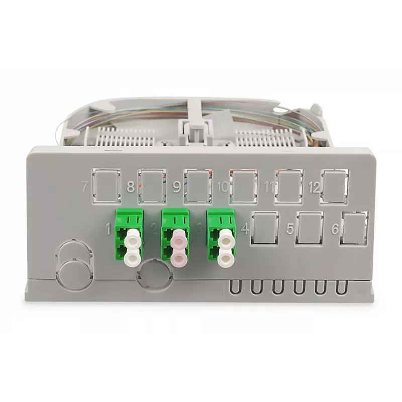 DIGITUS unidad de distribución doméstica FTTH. 3x LC/APC Dúplex OS2. IP54. Listo para empalme