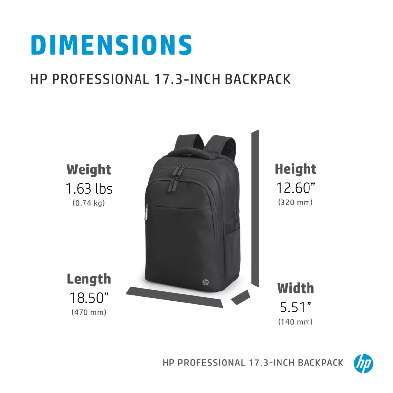 HP Professional Mochila 17,3 pulgadas, Mochila, 740 g