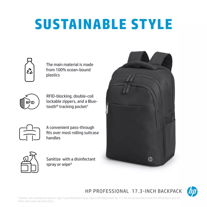 HP Professional Mochila 17,3 pulgadas, Mochila, 740 g