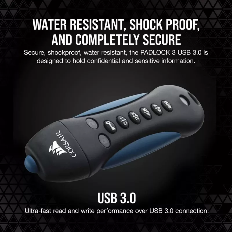 CORSAIR Flash Padlock 3 Secure – 256 GB – Memoria USB – USB 3.0