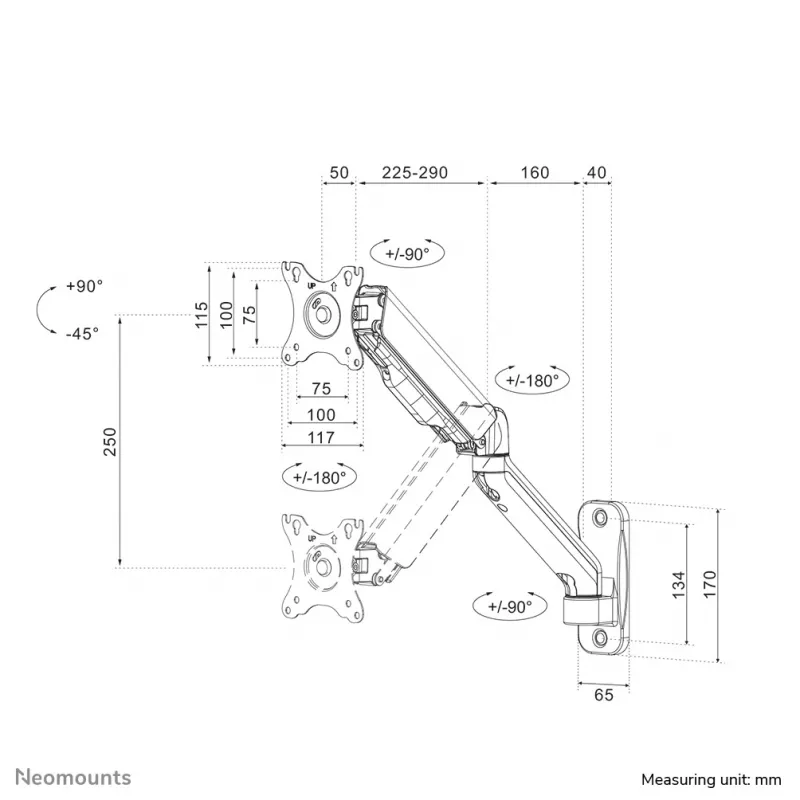 Neomounts WL70-450BL11 soporte de pared para monitor/TV 17-32