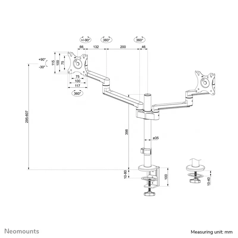 Neomounts DS60-425BL2 brazo para monitor 17-27