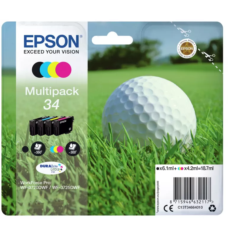 Epson Golfball multipack 4 colores 34 tinta DURABrite Ultra