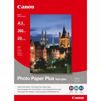 Canon SG-201 Papel fotográfico semibrillante Photo Paper Plus A3 – 20 hojas, 260 g/m², A3 (297 x 420 mm)