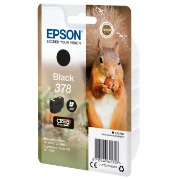 Epson Squirrel Singlepack Negro 378 Claria Photo HD Tinta, rendimiento estándar, Negro, tinta pigmentada, 5,5 ml, 1 unidad, 240 páginas