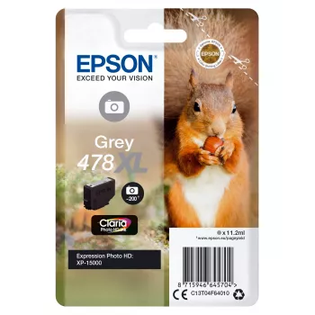 Epson Squirrel Singlepack Grey 478XL Claria Photo HD Ink, High (XL) Yield, Grey, Dye-based ink, 11,2 ml, 1 ud., 200 páginas