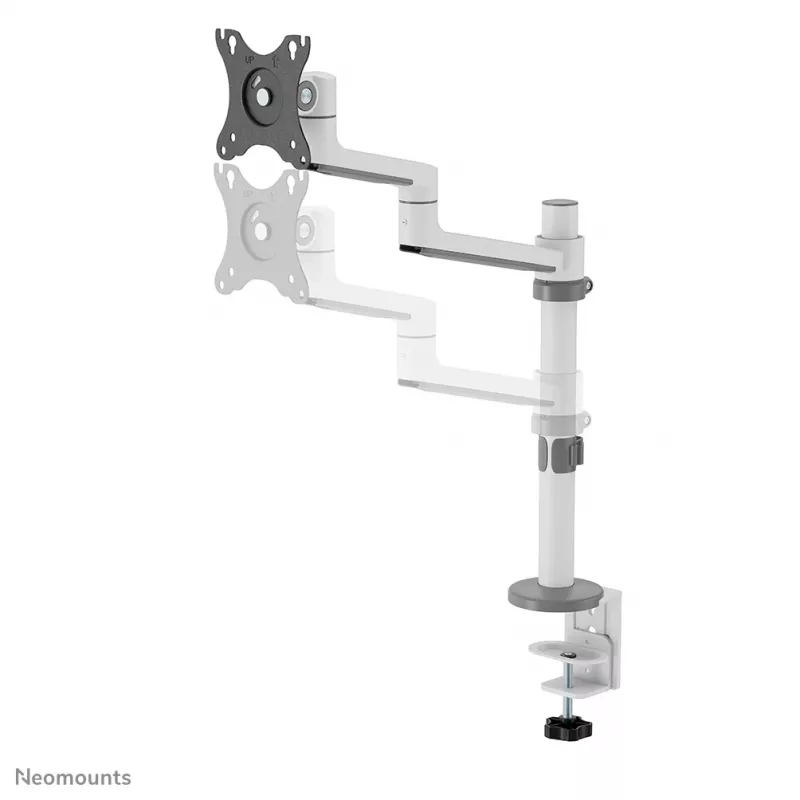 Neomounts DS60-425WH1 Brazo para monitor 17-27 inch - que ahorra espacio, pinza/pasacables, 8 kg, 43,2 cm (17 inch), 68,6 cm (27 inch), 100 x 100 mm, Blanco