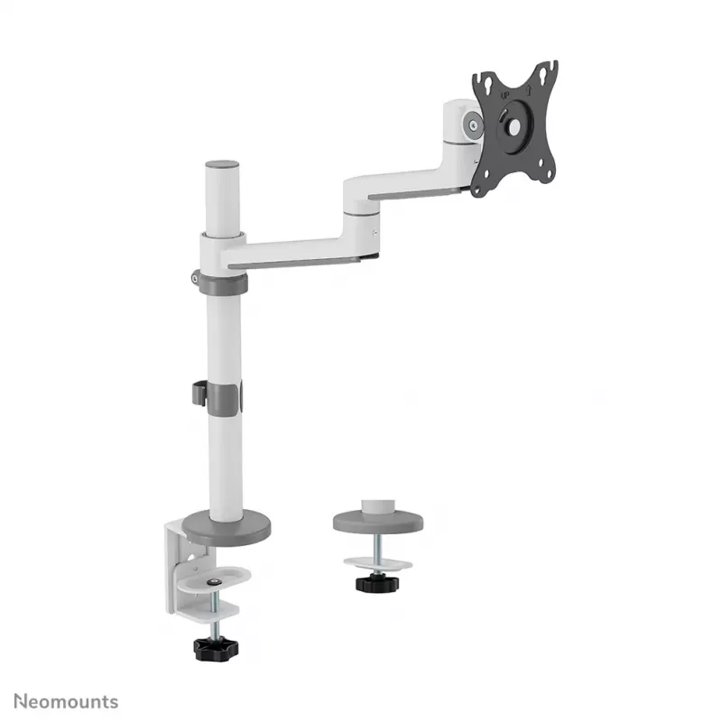 Neomounts DS60-425WH1 Brazo para monitor 17-27 inch - que ahorra espacio, pinza/pasacables, 8 kg, 43,2 cm (17 inch), 68,6 cm (27 inch), 100 x 100 mm, Blanco