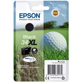 Epson Golfball unidad individual Negro 34XL tinta DURABrite Ultra, alta autonomía (XL), Negro, tinta pigmentada, 16,3 ml, 1 unidad, 1100 páginas
