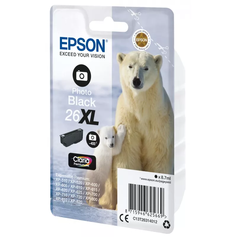 Epson Eisbär unidad individual Foto Negro 26XL tinta Claria Premium