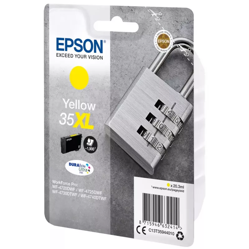 Cartucho Epson Padlock unidad individual Amarillo 35XL tinta DURABrite Ultra