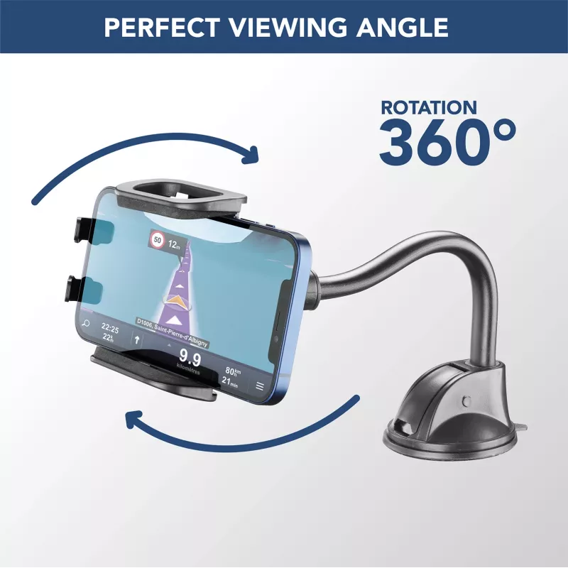 Cellularline Hug Flexi - Soporte universal para smartphone de coche con ventosa