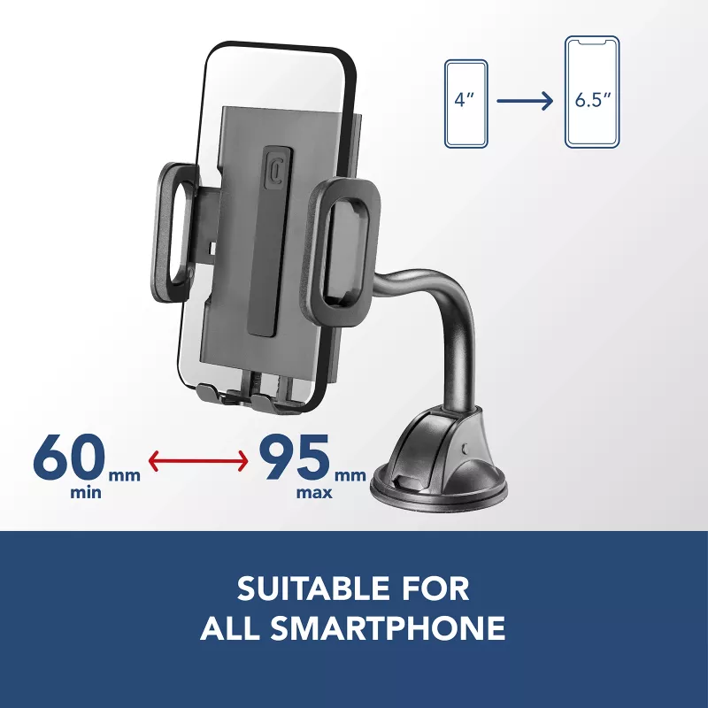 Cellularline Hug Flexi - Soporte universal para smartphone de coche con ventosa