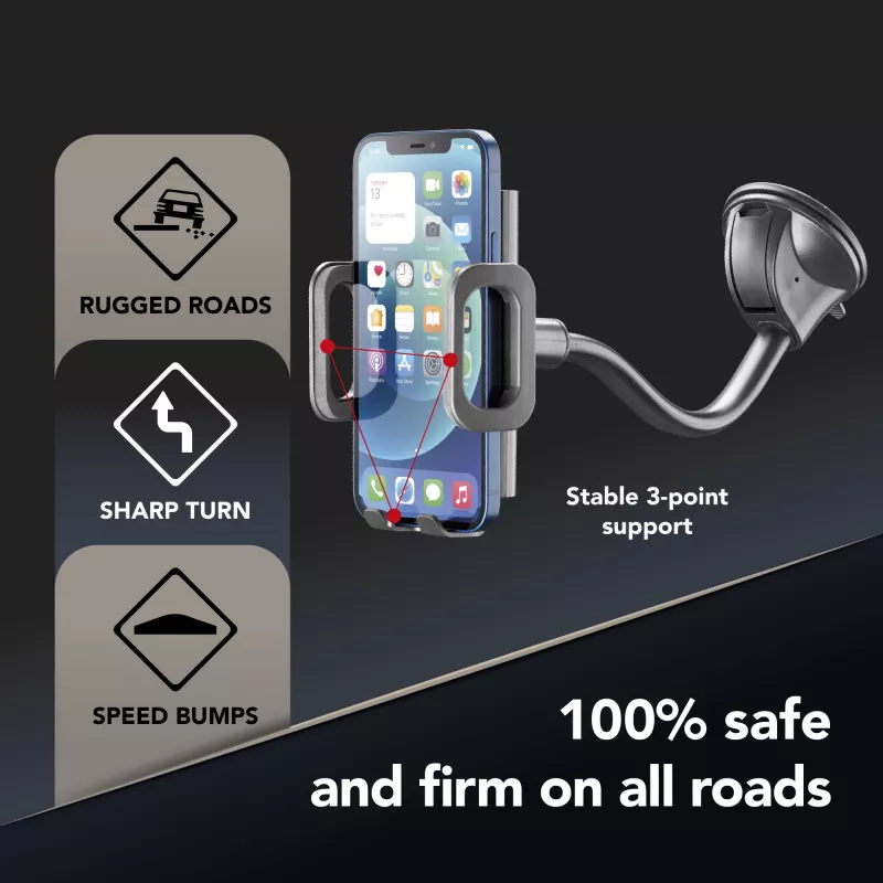 Cellularline Hug Flexi - Soporte universal para smartphone de coche con ventosa