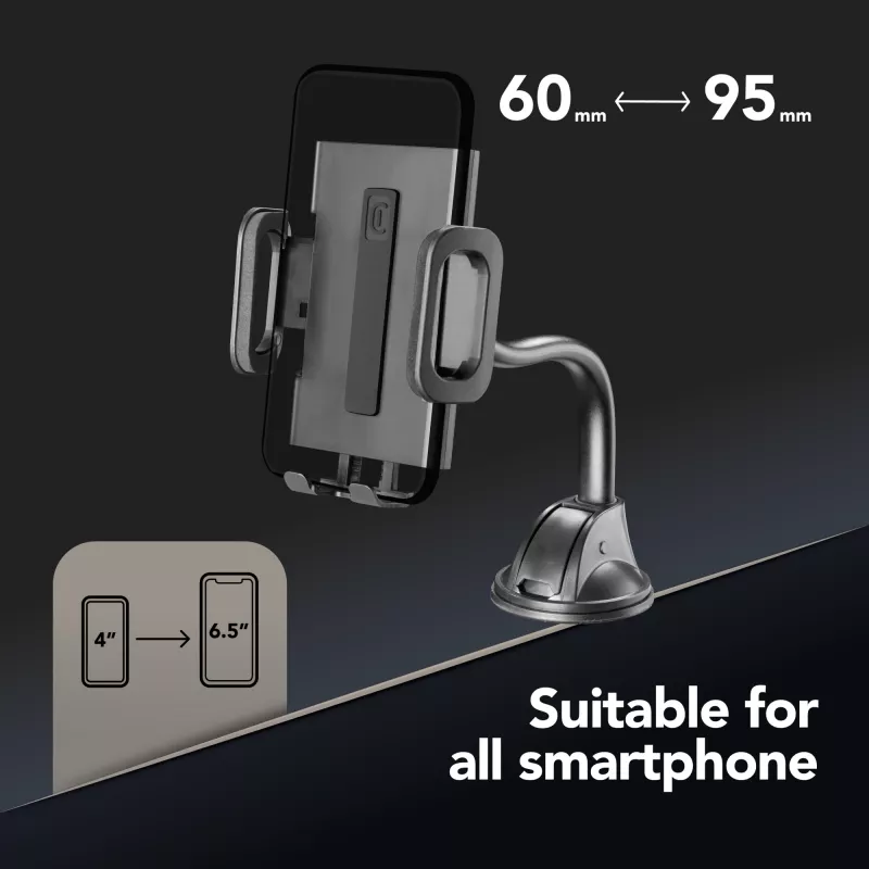 Cellularline Hug Flexi - Soporte universal para smartphone de coche con ventosa