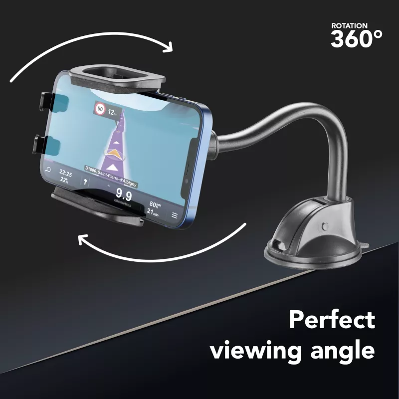 Cellularline Hug Flexi - Soporte universal para smartphone de coche con ventosa