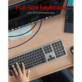 KeySonic KSK-8023BTRF (DE) teclado universal Bluetooth QWERTZ alemán antracita, negro